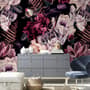 Dark Watercolor Colorful Peony Floral Wallpaper Mural