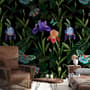 Dark Purple Flowers with Butterflies Wallpaper Mural