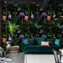 Dark Purple Flowers with Butterflies Wallpaper Mural