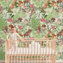 Watercolor Cute Kids Forest Animals in Forest Wallpaper Mural