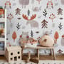Cute Cartoon Animals with Twigs Wallpaper Mural