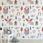 Cute Cartoon Animals with Twigs Wallpaper Mural