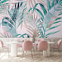 Tropical Pink Exotic Colorful Palm Leaf Wallpaper Mural