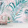 Tropical Pink Exotic Colorful Palm Leaf Wallpaper Mural