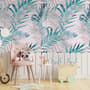 Tropical Pink Exotic Colorful Palm Leaf Wallpaper Mural