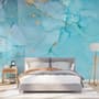 Light Blue Marble with Gold Look Splash Wallpaper Mural