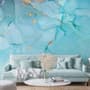Light Blue Marble with Gold Look Splash Wallpaper Mural