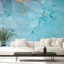 Light Blue Marble with Gold Look Splash Wallpaper Mural