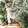 Watercolor Green Tropical Leaves Wallpaper Mural