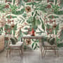 Watercolor Green Tropical Leaves Wallpaper Mural