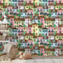 Kids Watercolor Medieval House with Plants Wallpaper Mural