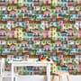 Kids Watercolor Medieval House with Plants Wallpaper Mural
