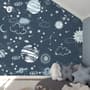 Dunkler Weltraum Sternenhimmel mit blauen Planeten Fototapete