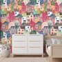Kids Watercolor Cute Town House Wallpaper Mural