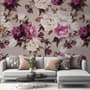 Cream Pink Peony Floral Pattern Wallpaper Mural