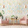 Watercolor Multicolor Chevron Ikat Design Art Wallpaper Mural