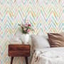 Watercolor Multicolor Chevron Ikat Design Art Wallpaper Mural