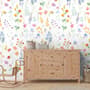 Watercolor Colorful Botanical Wild Flower Wallpaper Mural