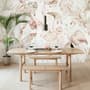 Sanfte Flamingo-Kunst mit Boho-Tropenblatt Fototapete