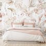 Sanfte Flamingo-Kunst mit Boho-Tropenblatt Fototapete