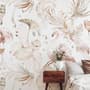 Sanfte Flamingo-Kunst mit Boho-Tropenblatt Fototapete