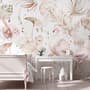 Sanfte Flamingo-Kunst mit Boho-Tropenblatt Fototapete