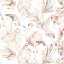 Sanfte Flamingo-Kunst mit Boho-Tropenblatt Fototapete