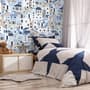 Cartoon Old Blue Greek House Wallpaper Mural