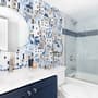 Cartoon Old Blue Greek House Wallpaper Mural