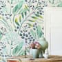 Green Leaf Branches with Berries Wallpaper Mural