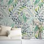 Green Leaf Branches with Berries Wallpaper Mural