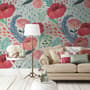 Watercolor Corn Poppy Floral Wallpaper Mural