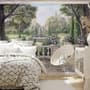 Soft Drawing Forest with Marble Fountain Wallpaper Mural