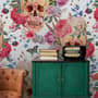 Skull with Flowers Wallpaper Mural