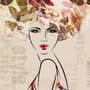 Woman Face Art with Winter Leaf Wallpaper Mural