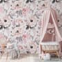 Kids Nursery Floral Pink Rose Pattern Wallpaper Mural