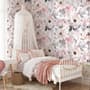 Kids Nursery Floral Pink Rose Pattern Wallpaper Mural