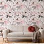 Kids Nursery Floral Pink Rose Pattern Wallpaper Mural
