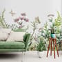 Wild Floral and Green Fresh Leaves Wallpaper Mural