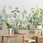 Wild Floral and Green Fresh Leaves Wallpaper Mural