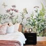 Wild Floral and Green Fresh Leaves Wallpaper Mural