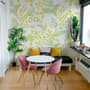 Papier peint panoramique floral aux herbes jaunes