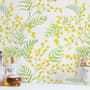 Papier peint panoramique floral aux herbes jaunes