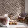 Natural Wood Texture Effect Chevron Wallpaper Mural