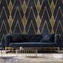 Art Deco Triangle Line on Dark Background Wallpaper Mural