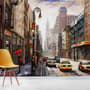 Oil Paintinging Style Street View of New York City Landscape Wallpaper Mural
