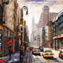 Oil Paintinging Style Street View of New York City Landscape Wallpaper Mural