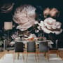 Dark Floral Peony Bouquet Wallpaper Mural