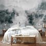 Watercolor Style Abstract Misty Dark Forest Wallpaper Mural
