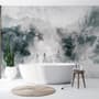 Watercolor Style Abstract Misty Dark Forest Wallpaper Mural